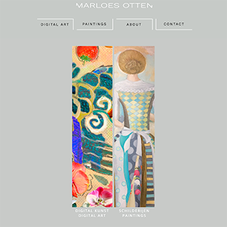 Website, artwork Marloes Otten, Krekwerk Website homepage van Marloes Otten met twee kunstwerken