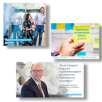 Volksbank Social media uiting en teksten voor werving personeel