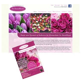 website, advertentie, huisstijl website, advertentie en huisstijl voor bloemenhuis de Passiebloem in Nunspeet