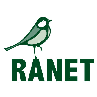 logo met koolmees diapositief concept logo voor een bedrijf met vette letters en erboven een illustratie van een koolmees in verschillende tinten van hetzelfde groen