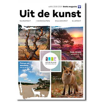 Toeristisch Magazine Nunspeet Uit de kunst, Krekwerk voorpagina Magazine Nunspeet Uit de kunst met verlichte herten